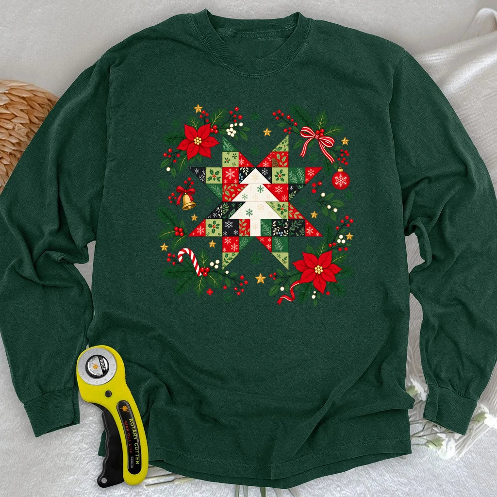 Christmas Patchwork Star Long Sleeve T-shirt