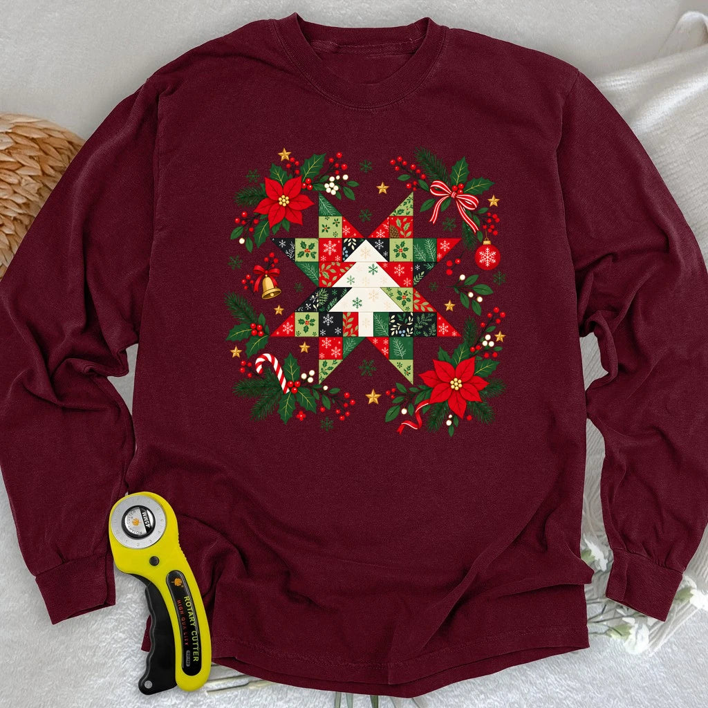 Christmas Patchwork Star Long Sleeve T-shirt