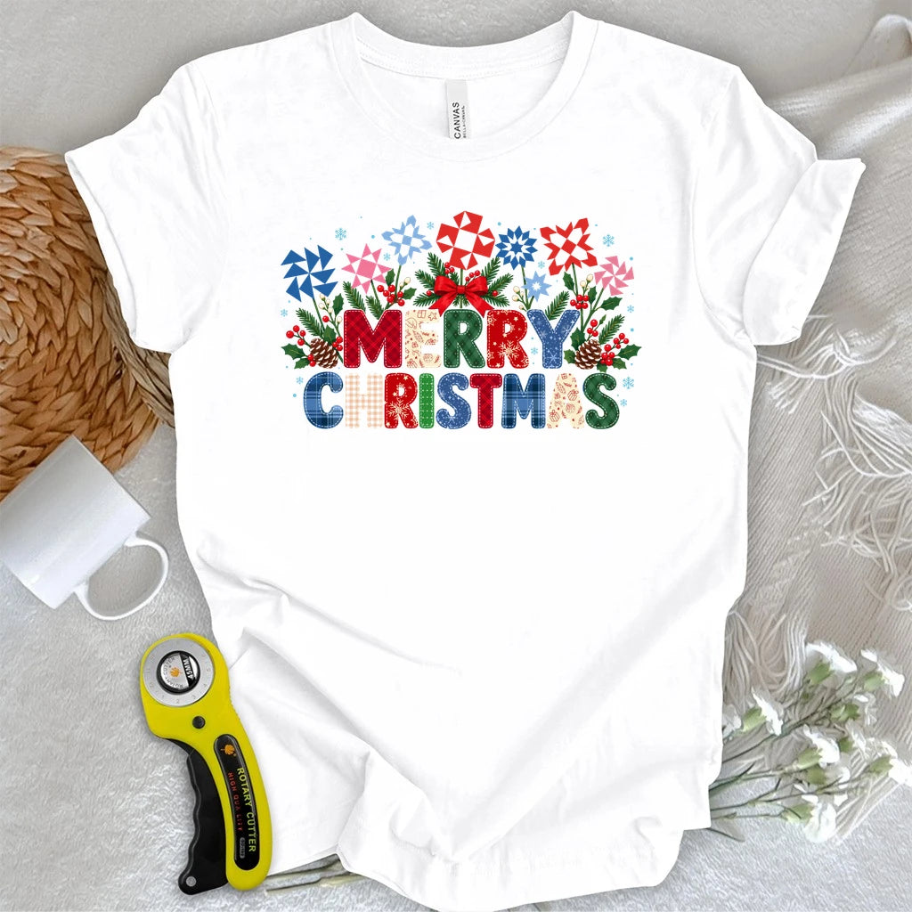 Merry Patchwork Christmas T-shirt