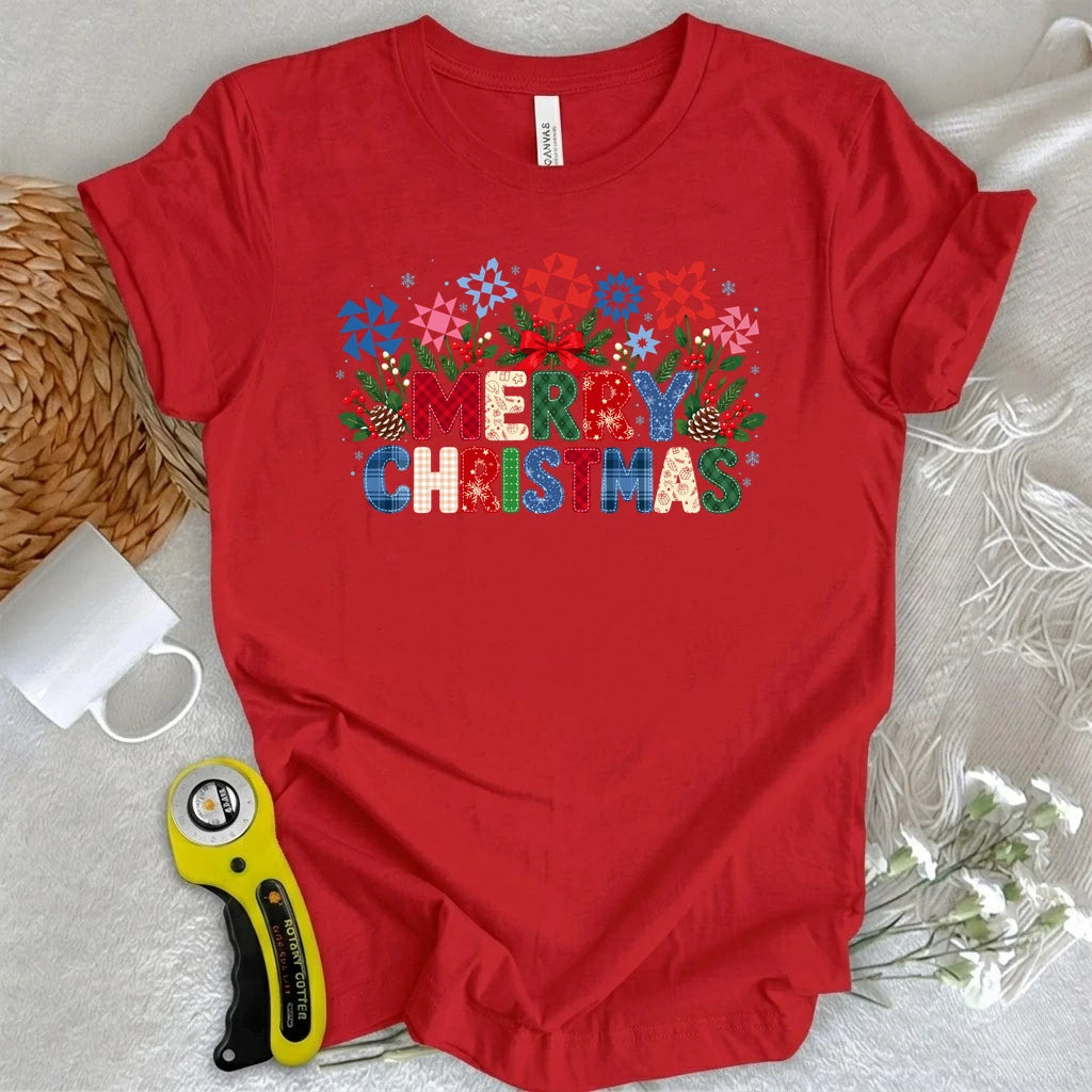 Merry Patchwork Christmas T-shirt