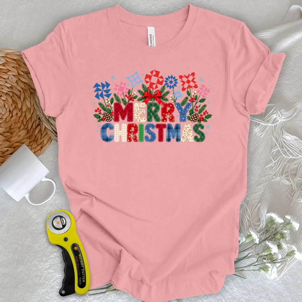 Merry Patchwork Christmas T-shirt