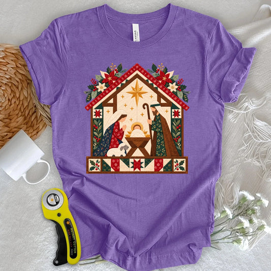 Christmas Nativity Quilt House T-shirt