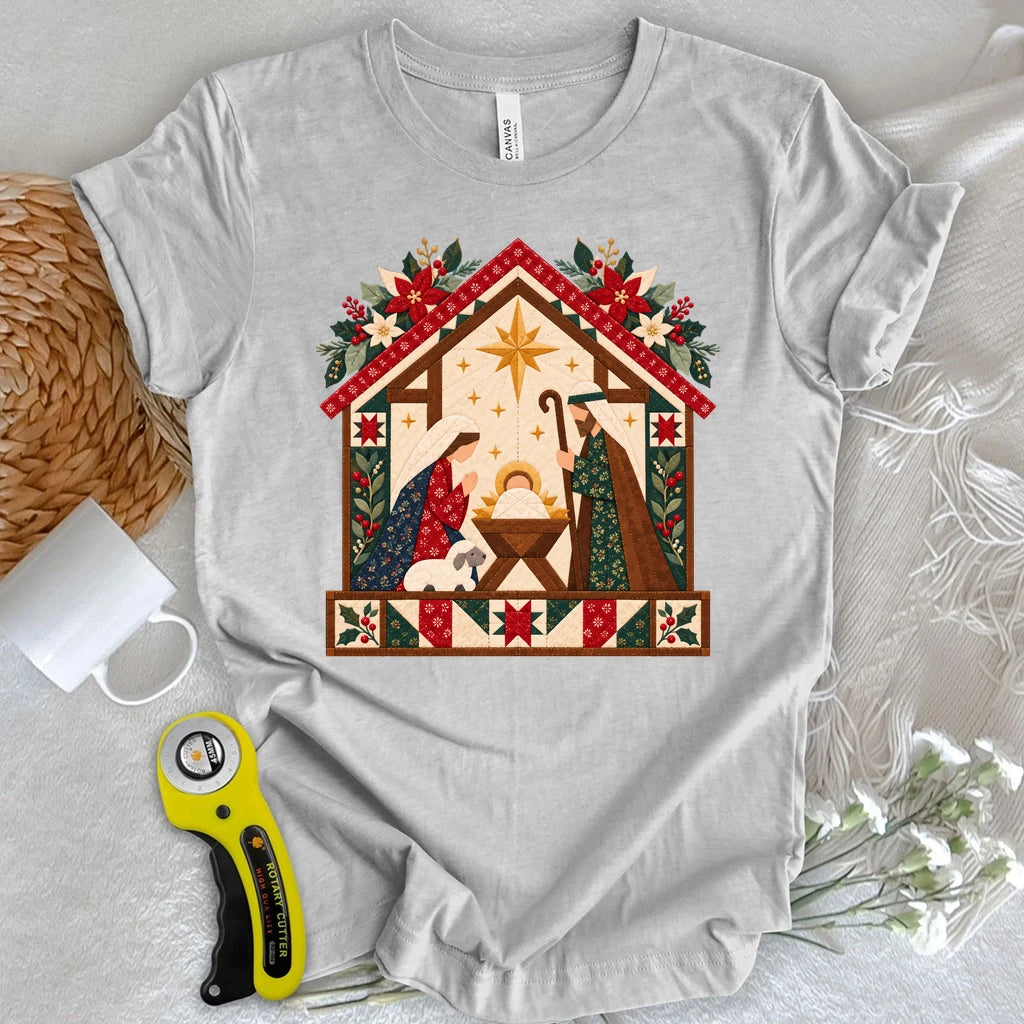 Christmas Nativity Quilt House T-shirt