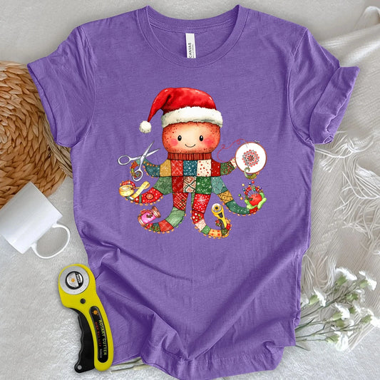 Christmas Quilter Octopus T-shirt