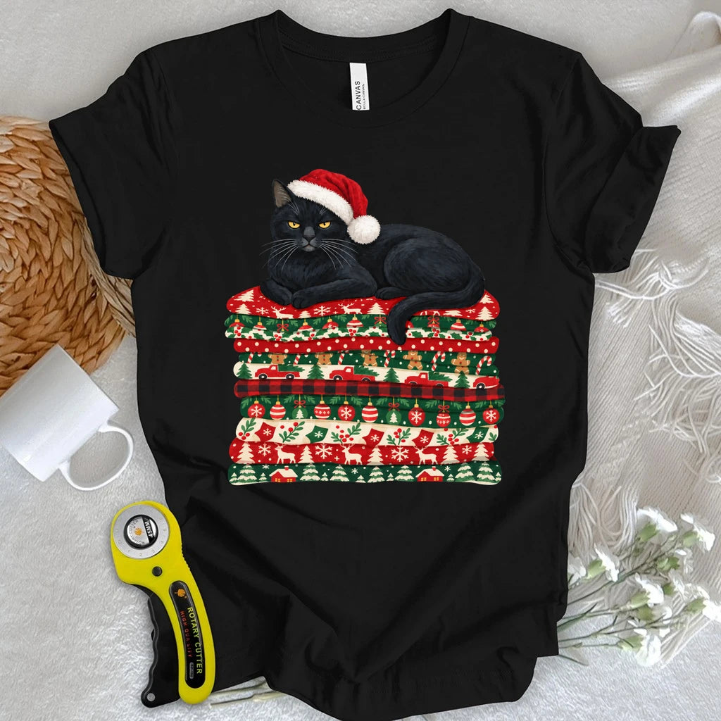 Christmas Fabric Stash Cat T-shirt