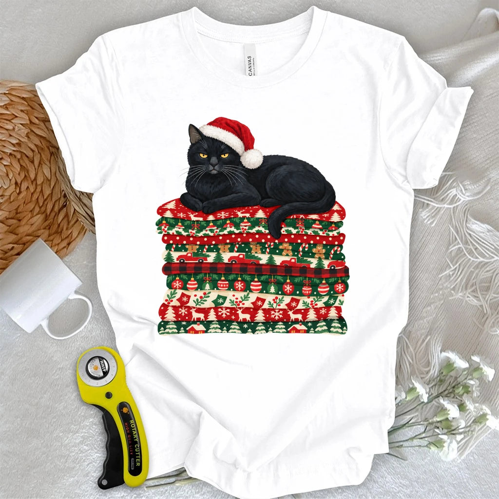 Christmas Fabric Stash Cat T-shirt