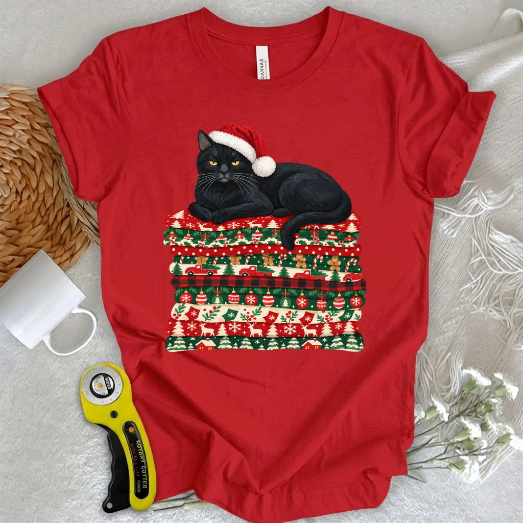 Christmas Fabric Stash Cat T-shirt