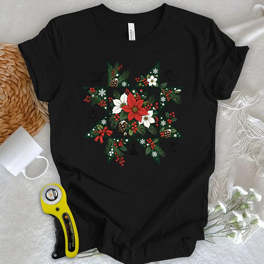 Christmas Star Quilt Block T-shirt