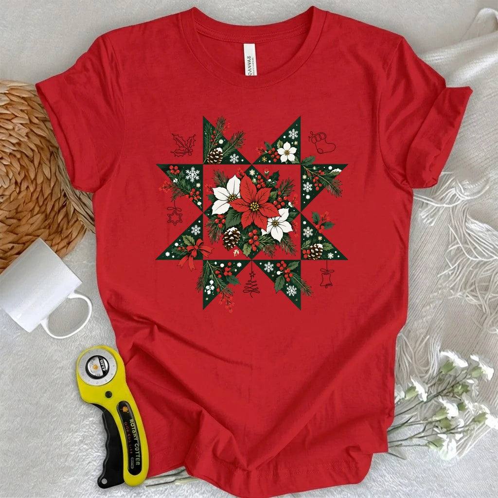 Christmas Star Quilt Block T-shirt