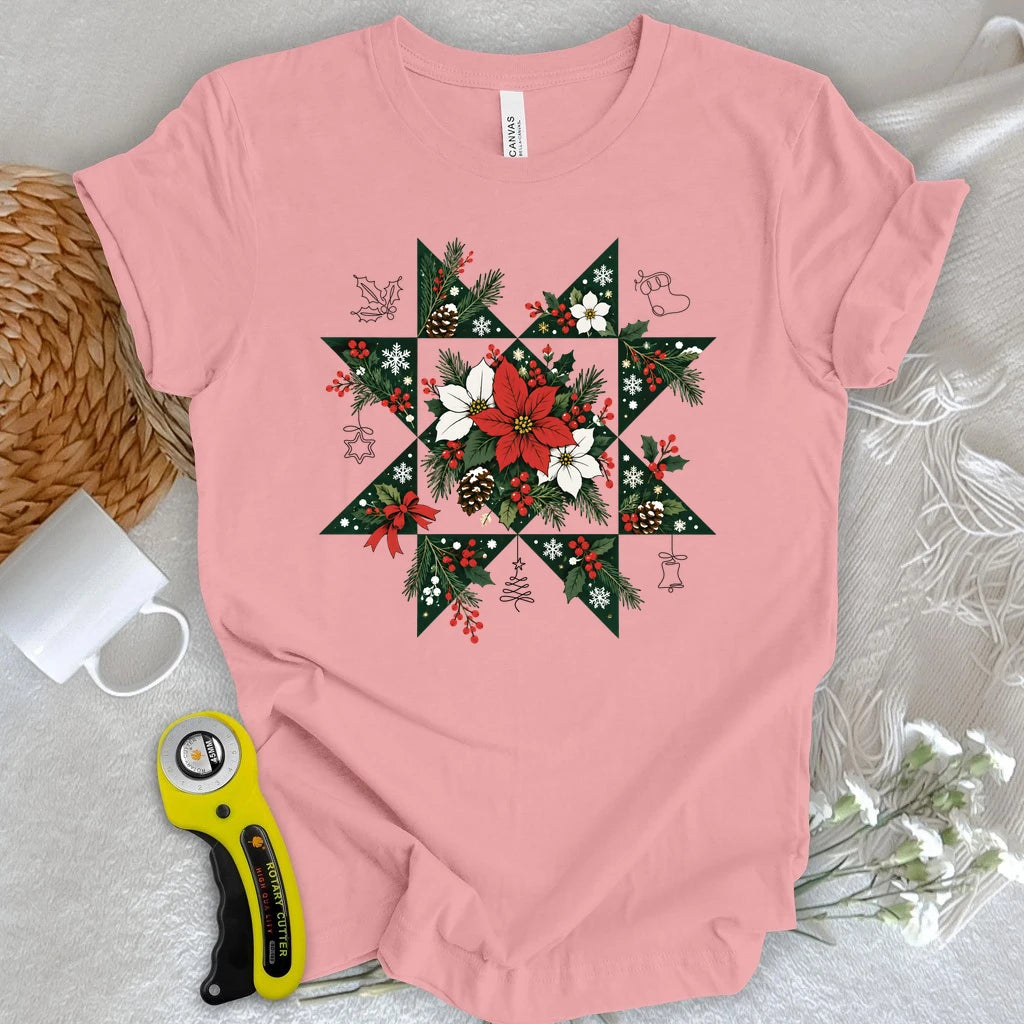 Christmas Star Quilt Block T-shirt