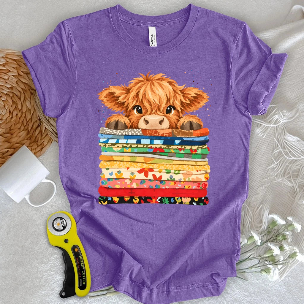 Highland Cow on a Fabric Stack T-shirt