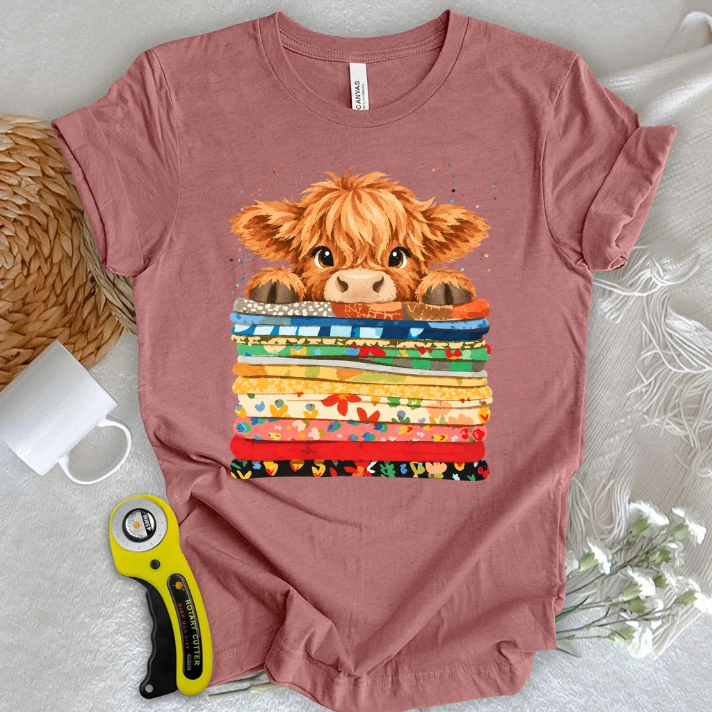 Highland Cow on a Fabric Stack T-shirt