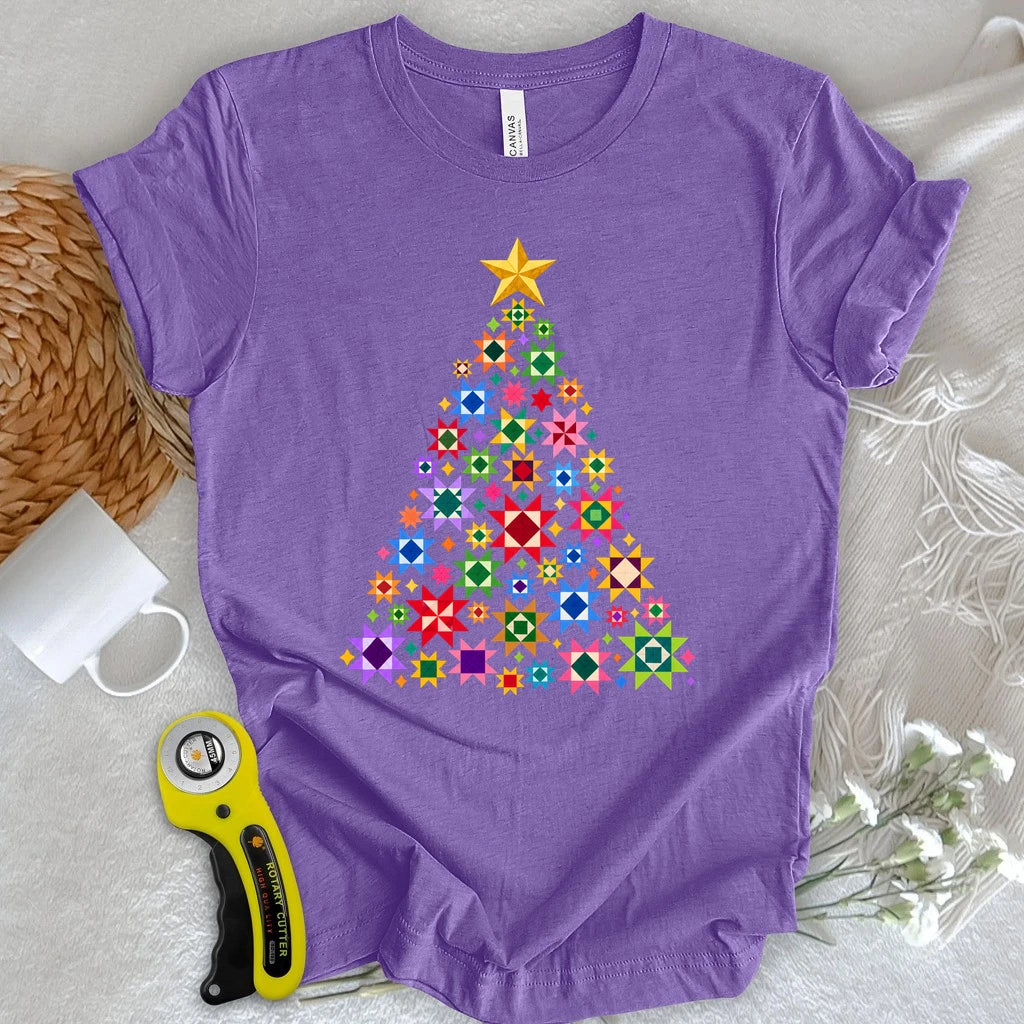 Patchwork Star Christmas Tree T-shirt