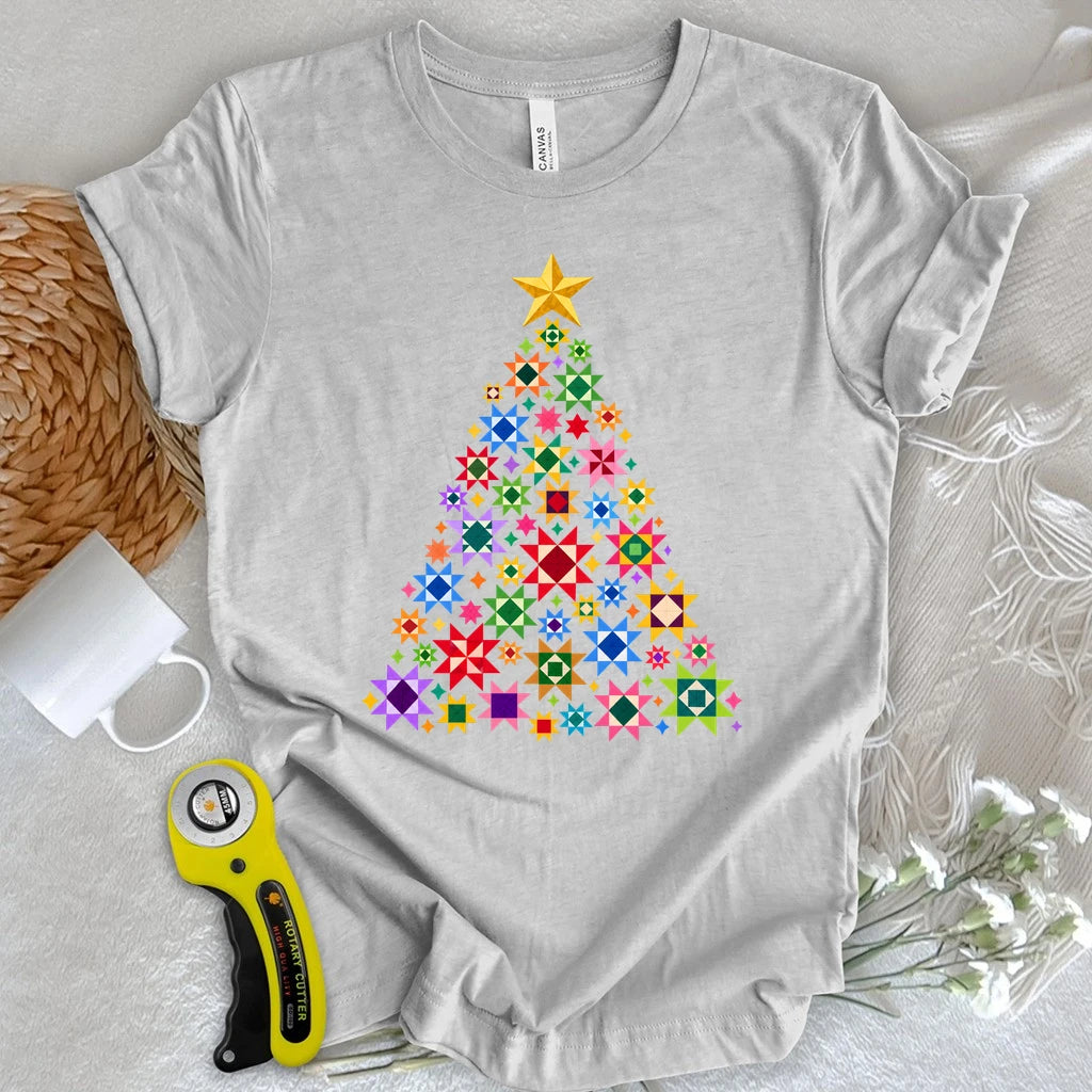 Patchwork Star Christmas Tree T-shirt