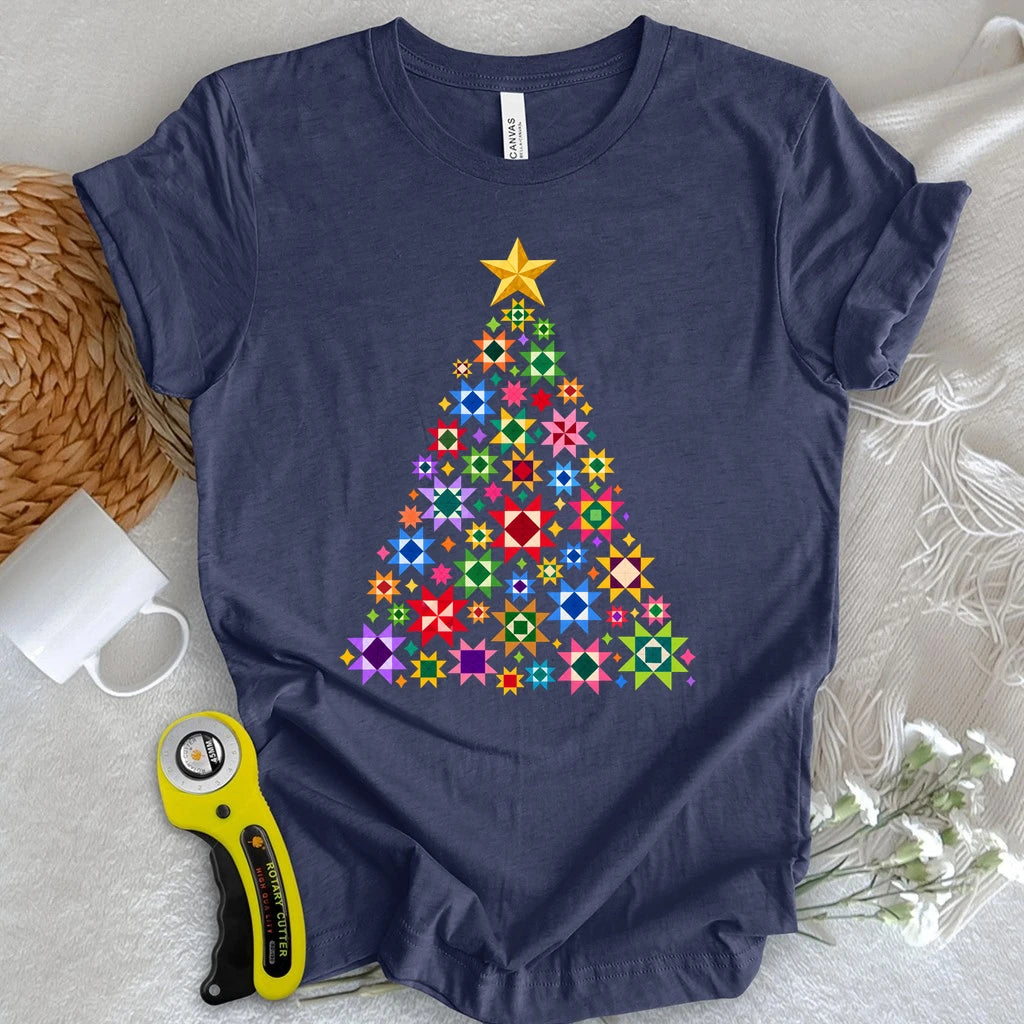 Patchwork Star Christmas Tree T-shirt