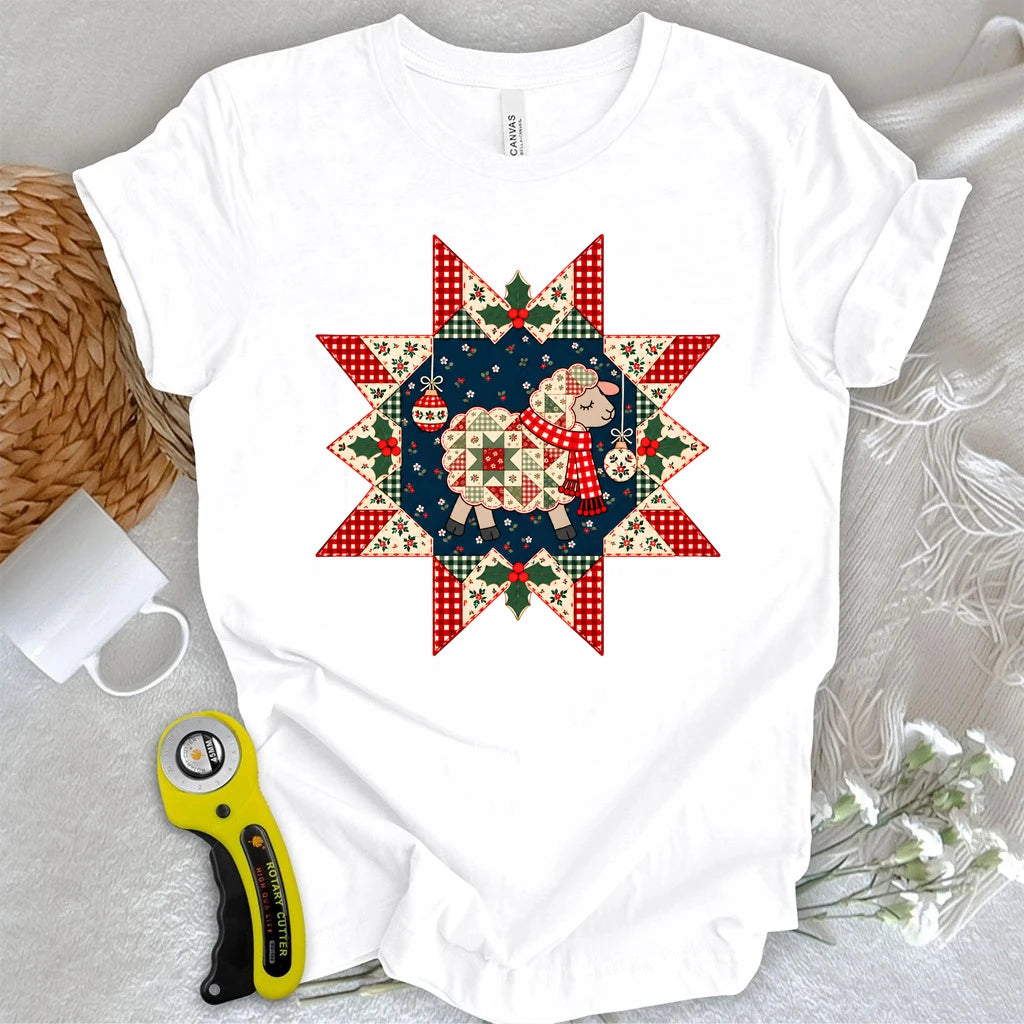 Christmas Lamb Patchwork T-shirt