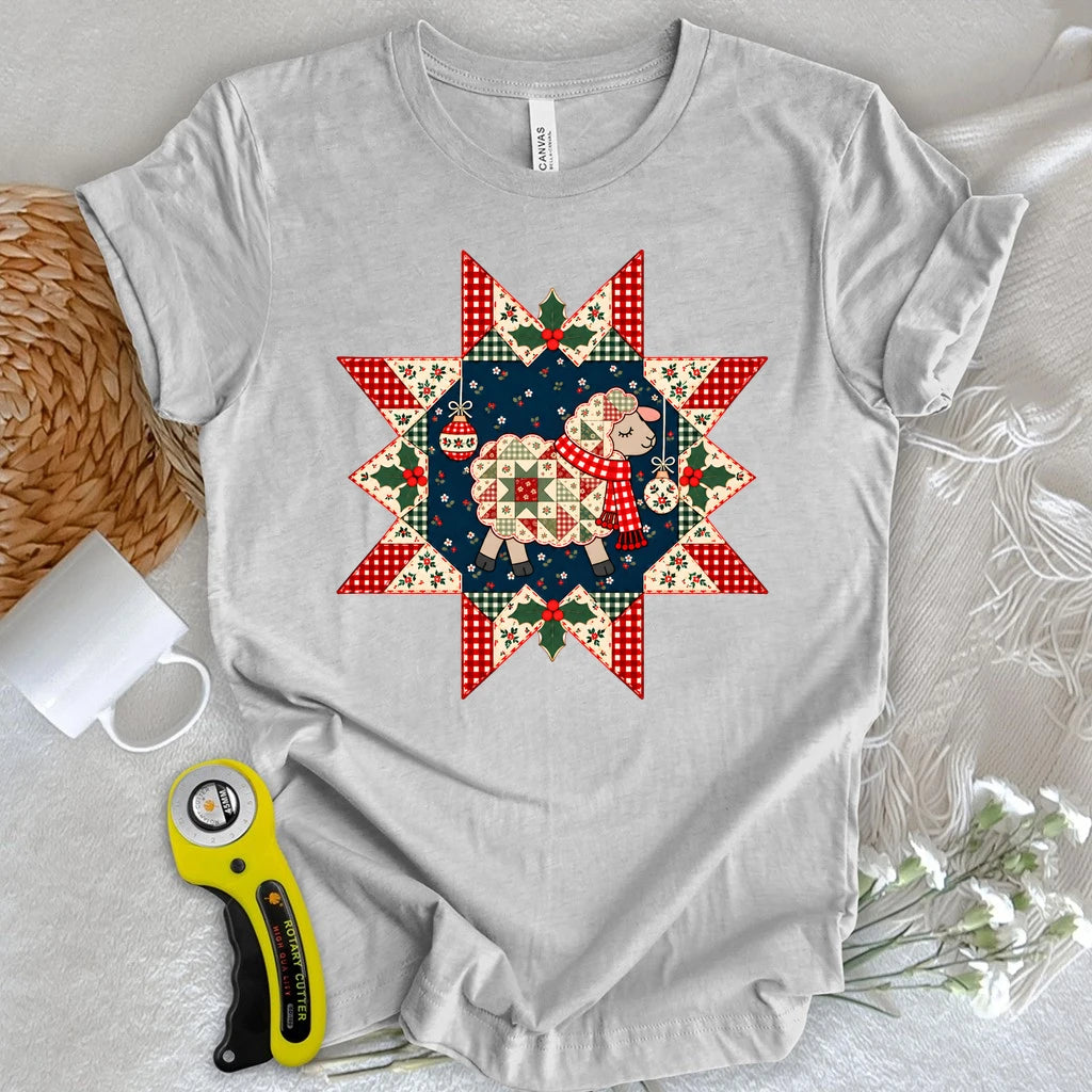 Christmas Lamb Patchwork T-shirt