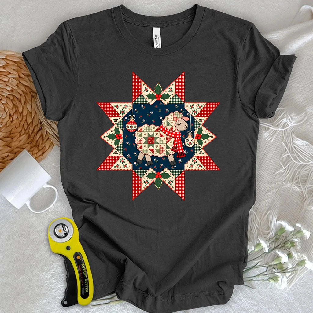 Christmas Lamb Patchwork T-shirt