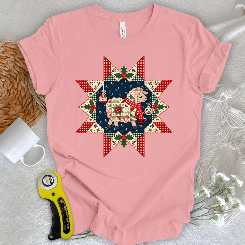 Christmas Lamb Patchwork T-shirt