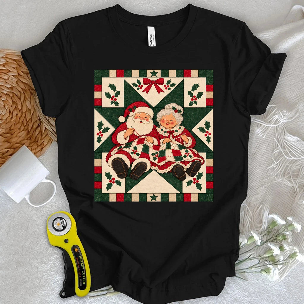 Santa Couple Quilting T-shirt