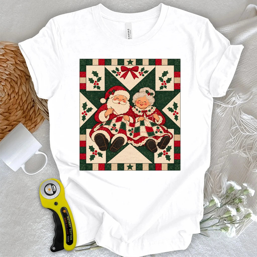 Santa Couple Quilting T-shirt