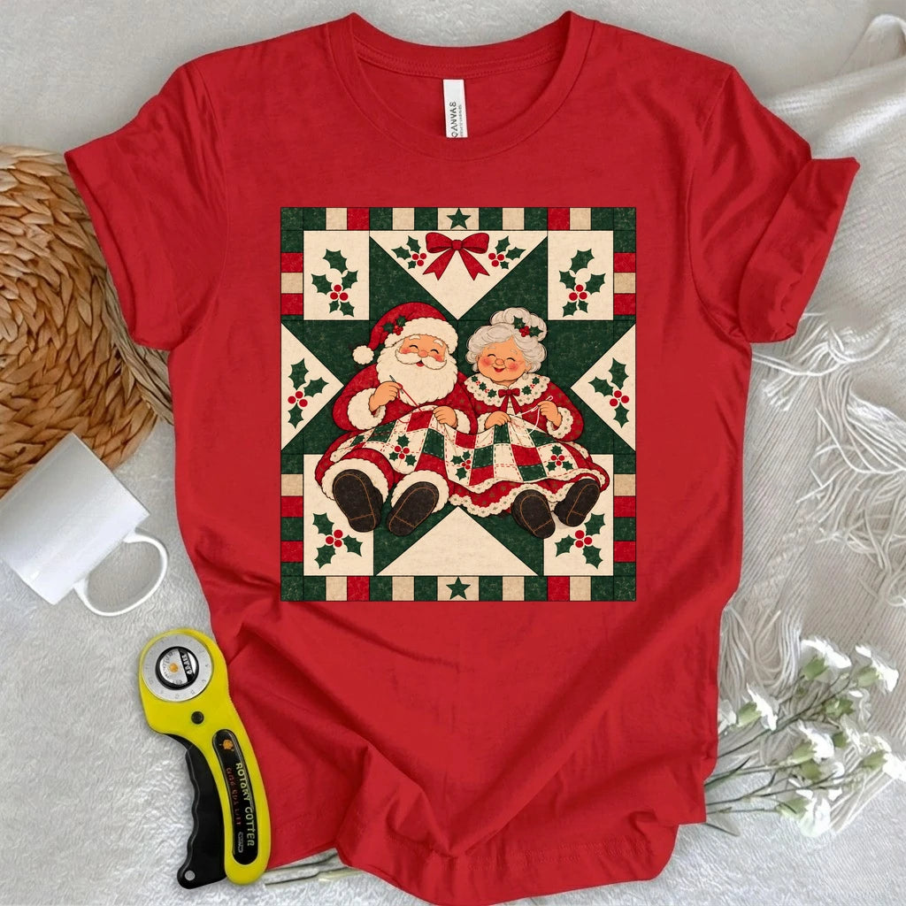 Santa Couple Quilting T-shirt