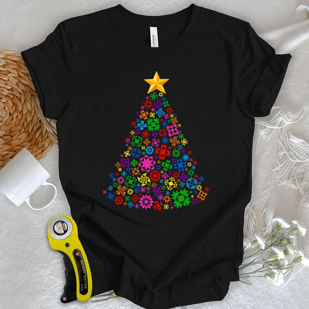 Star Block Christmas Tree T-shirt