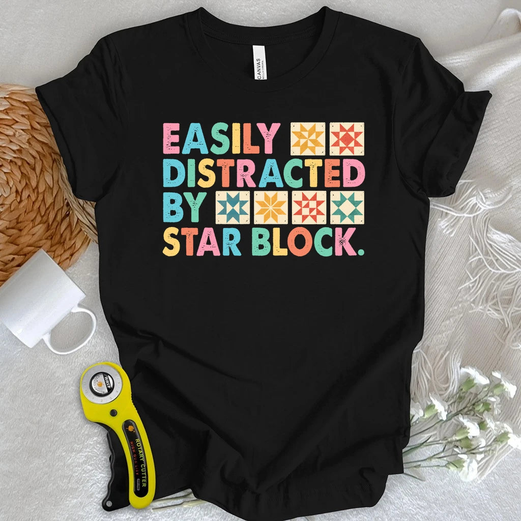 Distracted By Star Block T-shirt