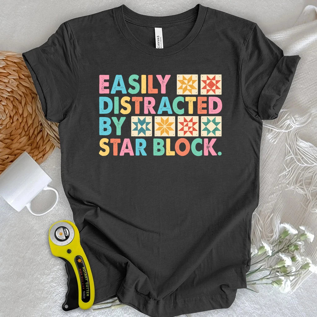 Distracted By Star Block T-shirt