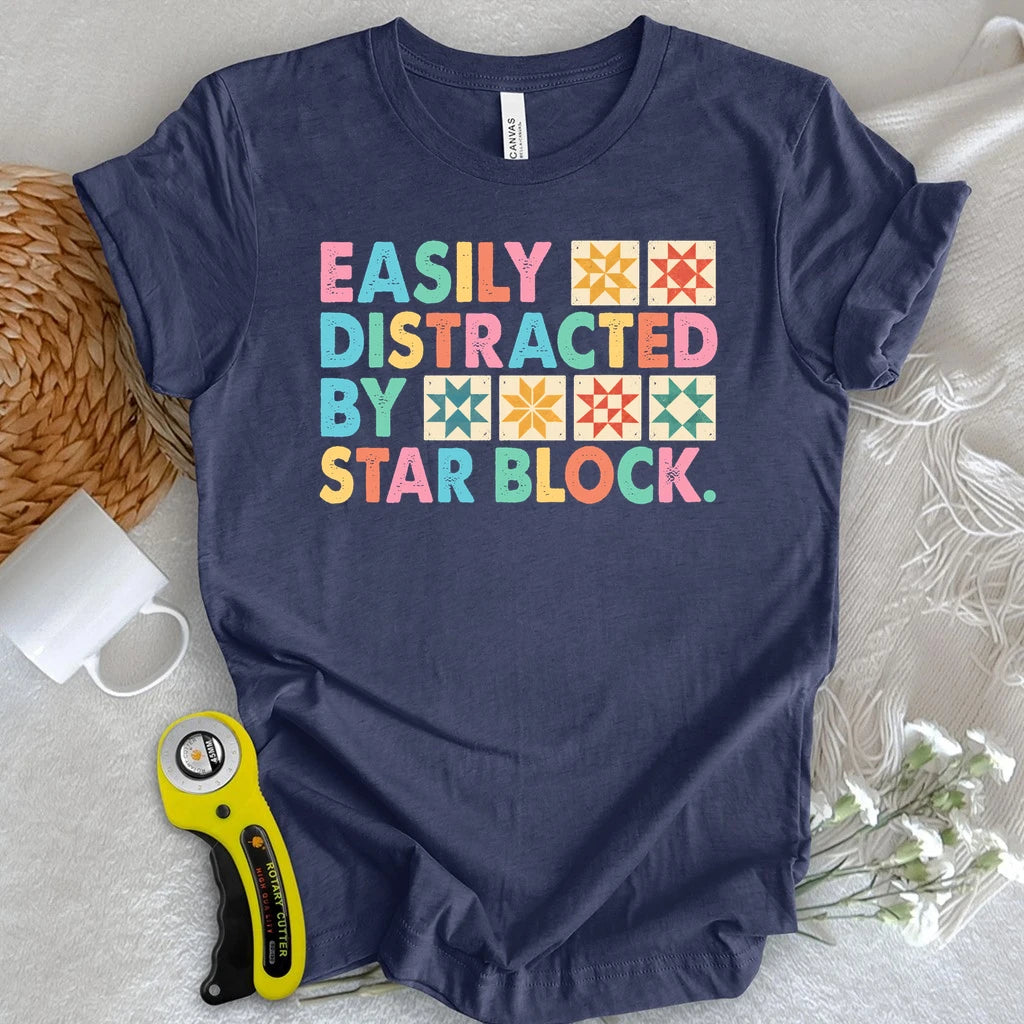 Distracted By Star Block T-shirt