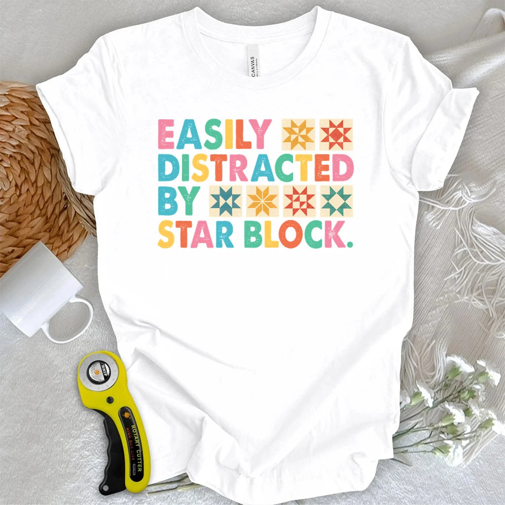Distracted By Star Block T-shirt
