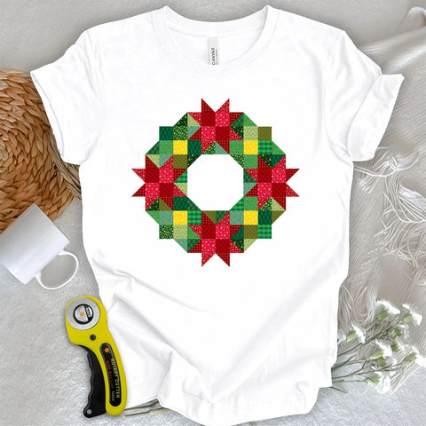 Patchwork Christmas Wreath T-shirt