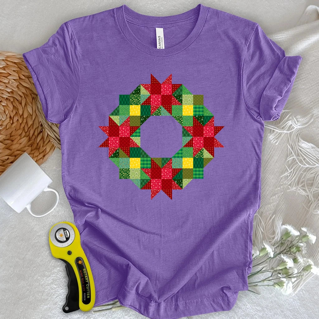 Patchwork Christmas Wreath T-shirt