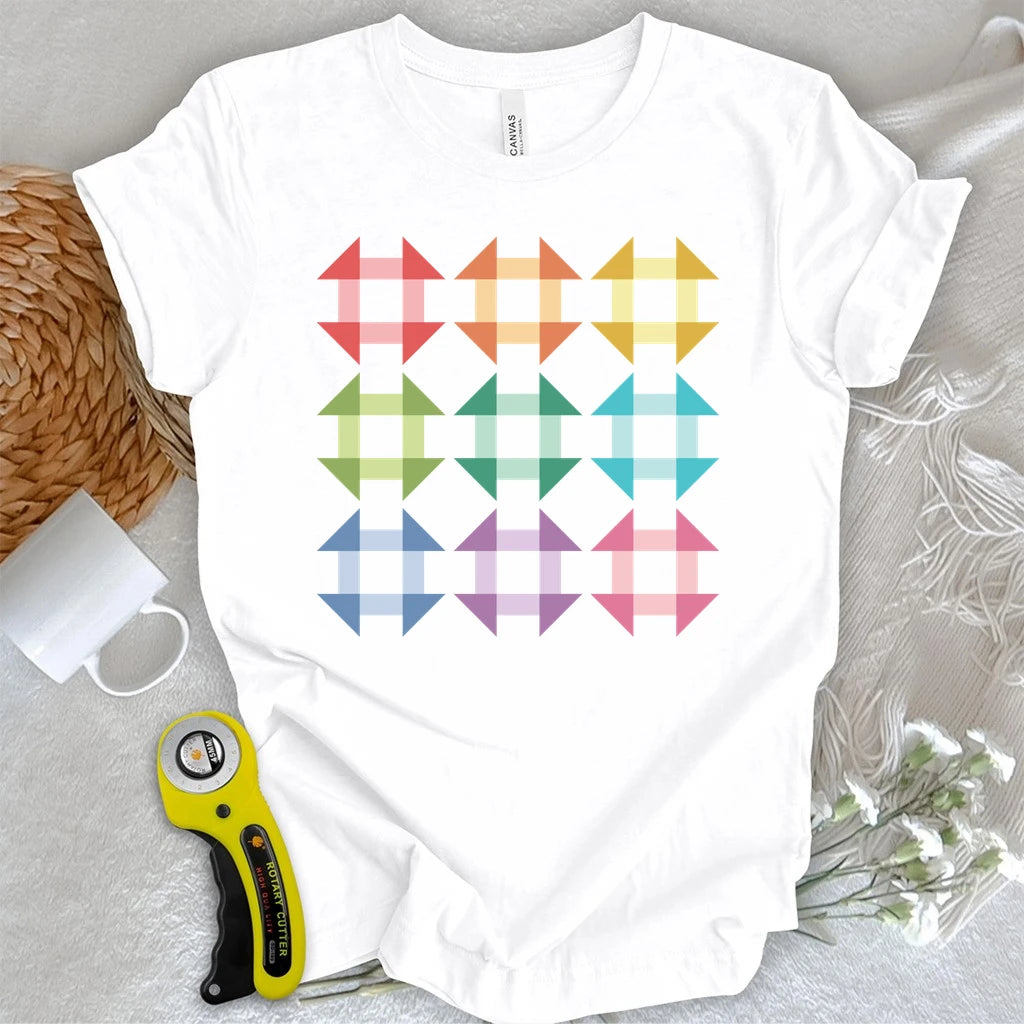 Ombre Churn Dash Quilt Block T-shirt
