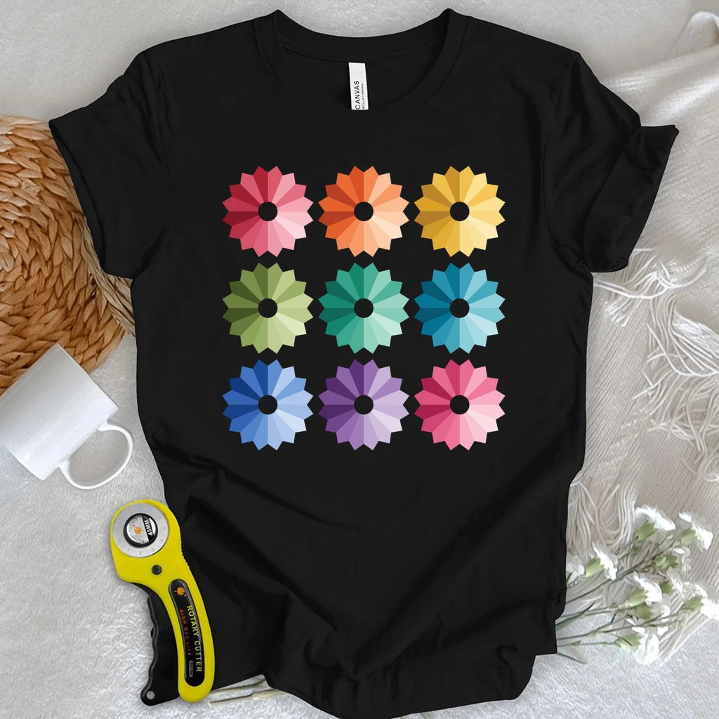 Ombre Dresden Plate Quilt Block T-shirt
