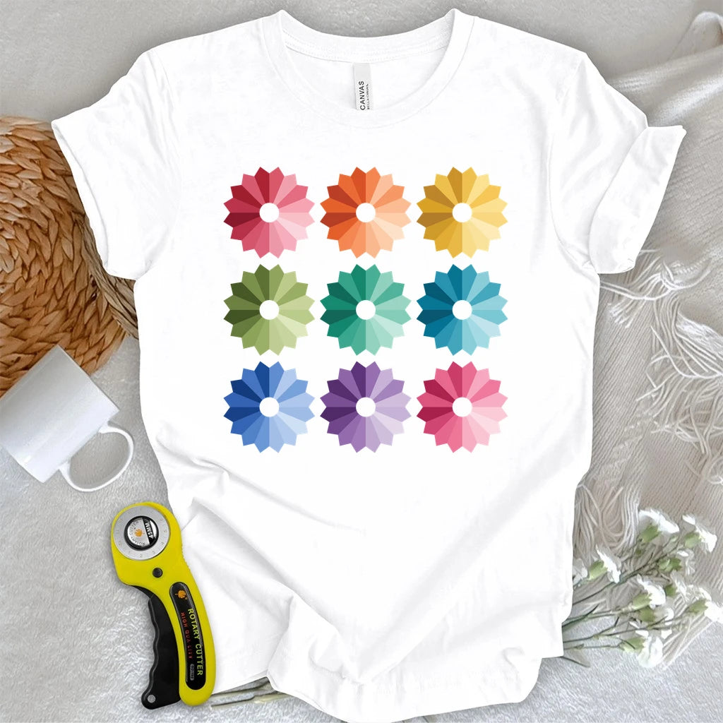 Ombre Dresden Plate Quilt Block T-shirt