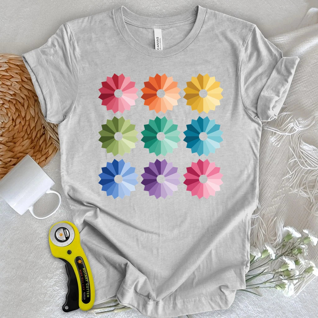 Ombre Dresden Plate Quilt Block T-shirt