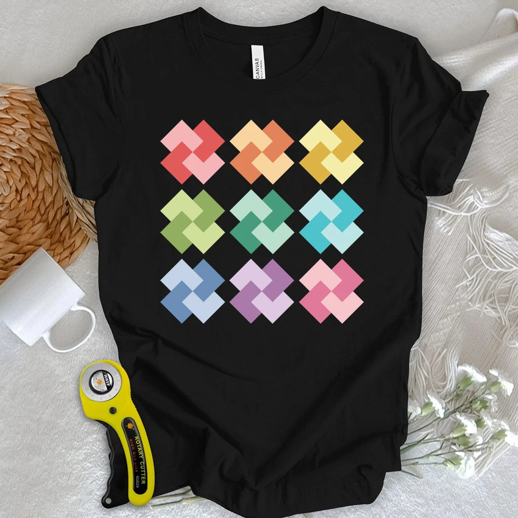 Ombre Card Trick Quilt Block T-shirt