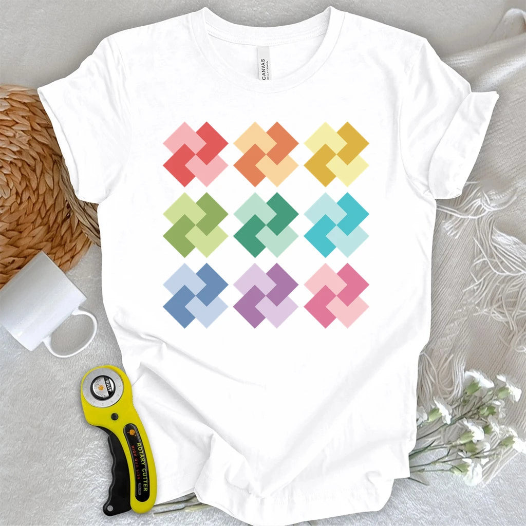 Ombre Card Trick Quilt Block T-shirt