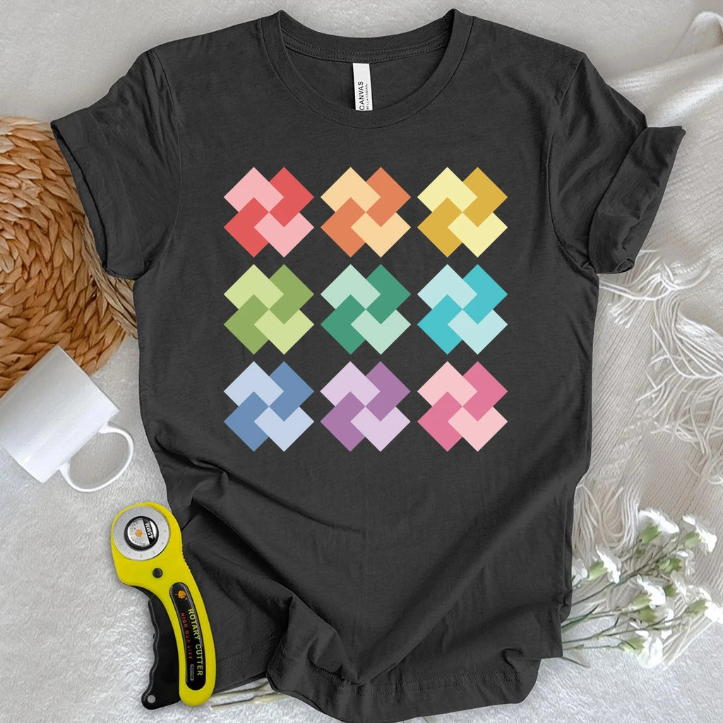 Ombre Card Trick Quilt Block T-shirt