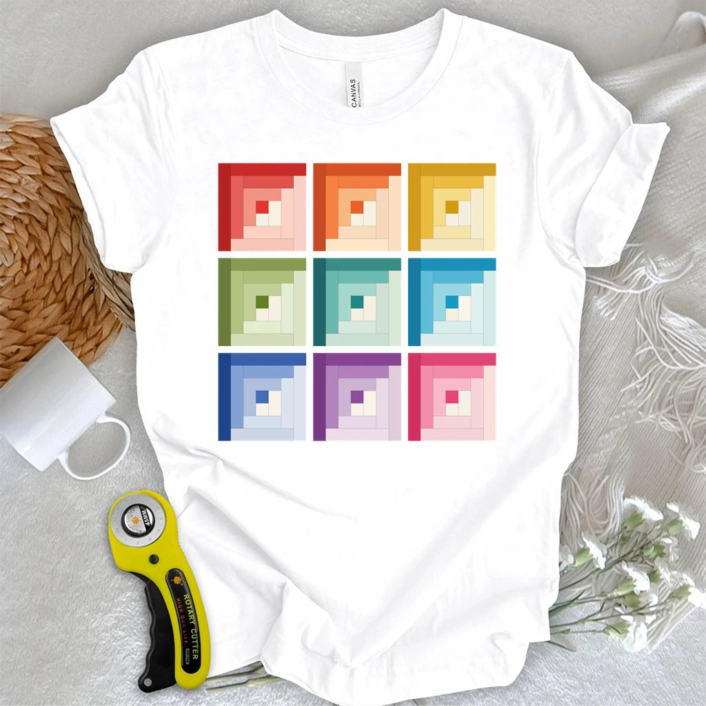 Ombre Log Cabin Quilt Block T-shirt