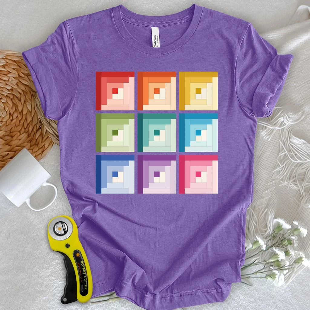 Ombre Log Cabin Quilt Block T-shirt