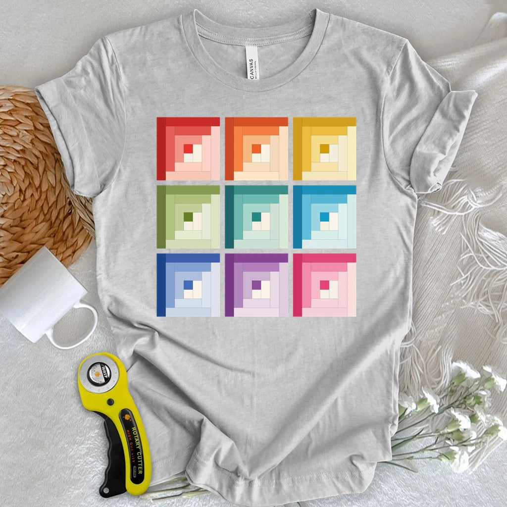 Ombre Log Cabin Quilt Block T-shirt