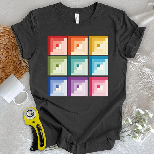 Ombre Log Cabin Quilt Block T-shirt