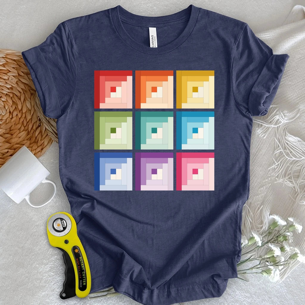 Ombre Log Cabin Quilt Block T-shirt