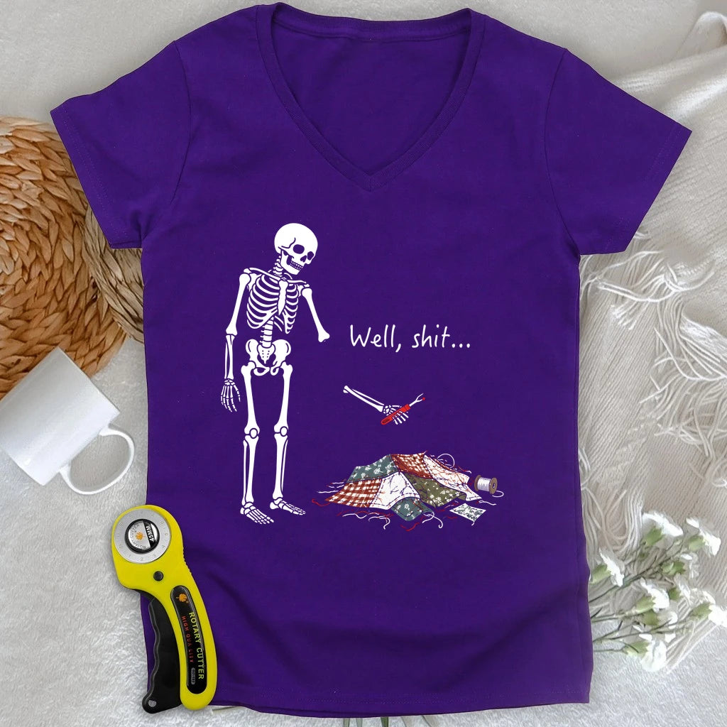 Well, Shit… Seam Ripper Lady V-neck