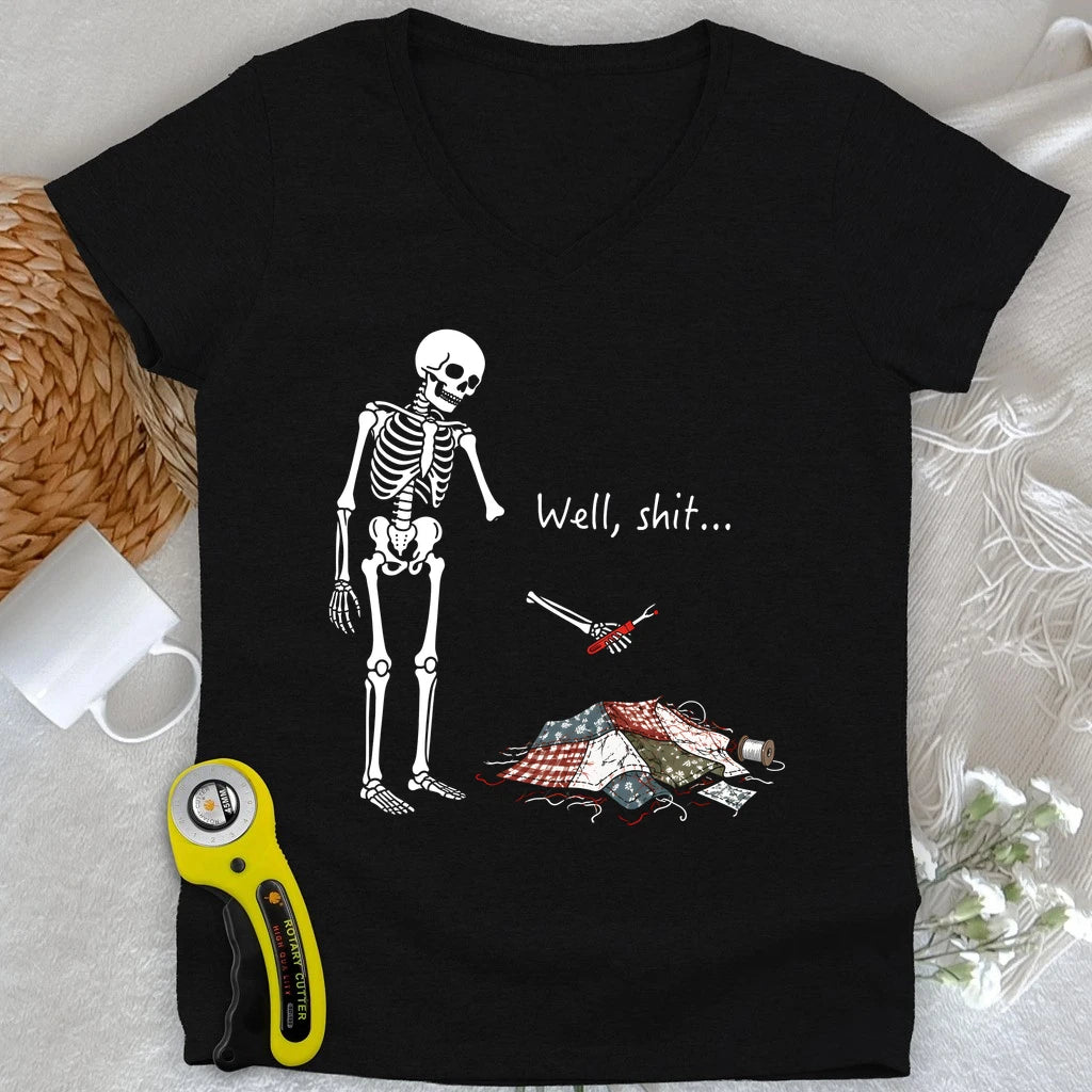Well, Shit… Seam Ripper Lady V-neck