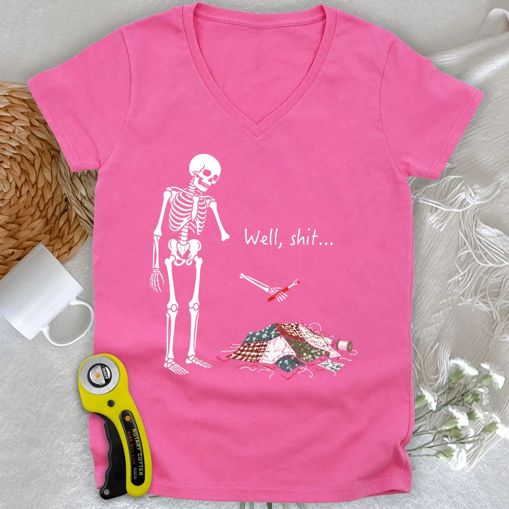 Well, Shit… Seam Ripper Lady V-neck