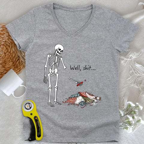 Well, Shit… Seam Ripper Lady V-neck