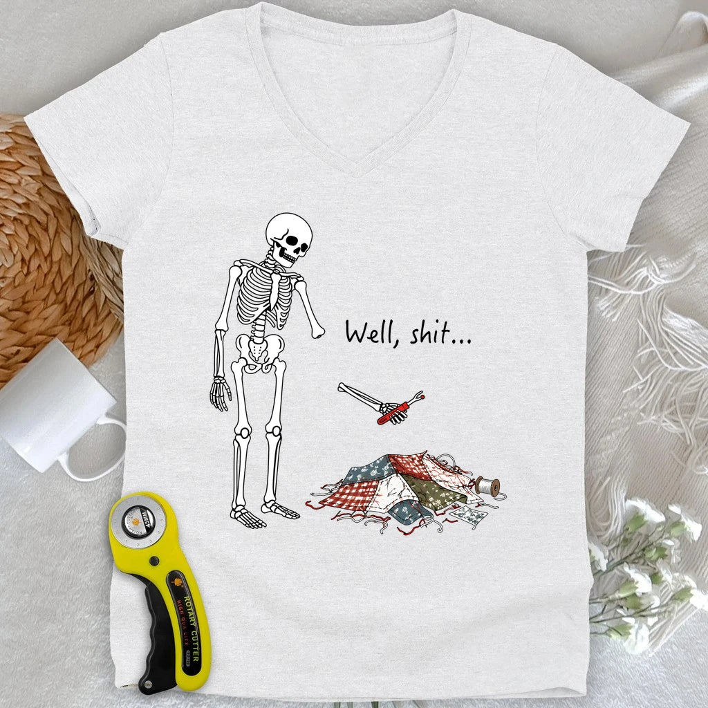 Well, Shit… Seam Ripper Lady V-neck